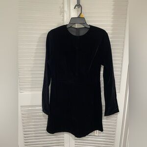 NWT Commense Black Velvet Long Sleeve Mini Dress SIZE LARGE (missing brooches)